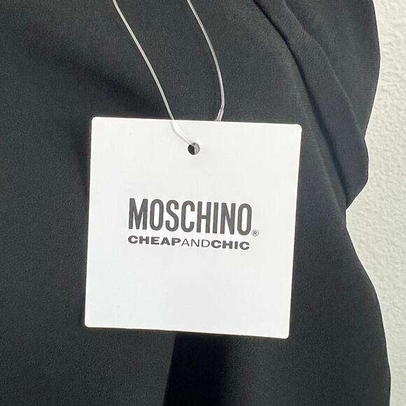 New Moschino Vintage Y2K Black Ruched Cocktail Dress Women's 4 Cheap and Chic - Picture 7 of 10
